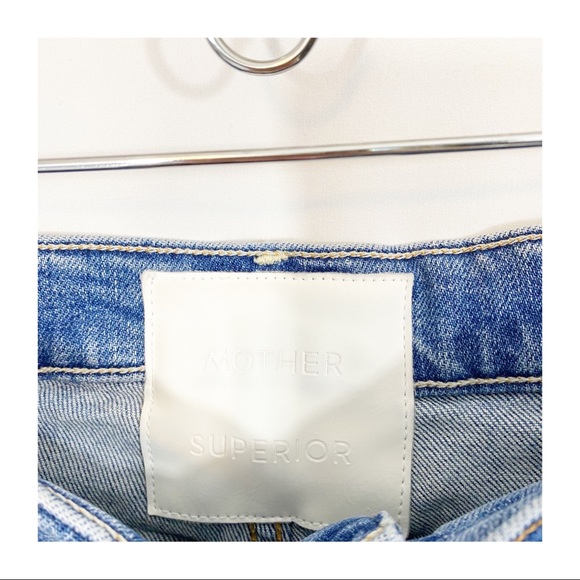 MOTHER Superior The Tomcat Distressed Straight High Rise Denim Jeans Confession - Picture 10 of 14